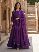 Purple Organza Silk Handwork Anarkali Suit