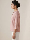 Dusty Pink Women's Top With Mandarin Collar