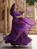 Purple Organza Silk Handwork Anarkali Suit