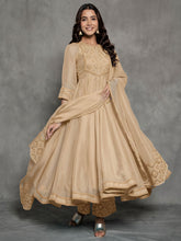 Brown Organza Anarkali Suit With Dupatta