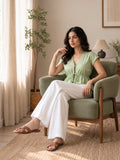 Sage Green Tie-Front Top for Women