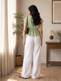 Sage Green Tie-Front Top for Women