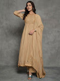 Brown Organza Anarkali Suit With Dupatta