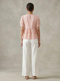 Pink Schiffli Work Top In Flare Style