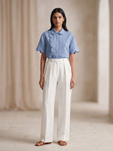 Powder Blue Cotton Top For Women