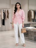 Pink Wrap Tie Up Top For Womens