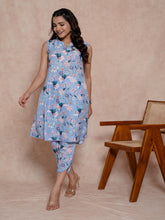 Baby Blue Cotton Straight Cut Kurta Set