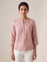 Dusty Pink Women's Top With Mandarin Collar