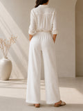 Women’s White Drawstring Palazzo Style Pant