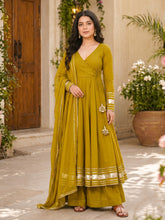 Flared Anarkali with Palazzo and Dupatta
