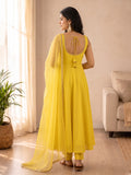 Bright Yellow Flared Anarkali Suit Set