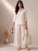 Ivory Cotton Shirt & Wide-Leg Pant Co-Ord Set