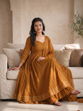 Brown Anarkali Suit with Border Detailing