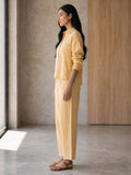 Butter Yellow Cotton Linen Shirt & Straight Pant Co-Ord Set