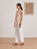 Ivory Floral Printed Sleeveless Top for Women