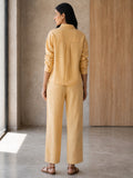Butter Yellow Cotton Linen Shirt & Straight Pant Co-Ord Set