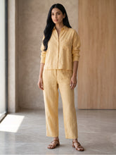 Butter Yellow Cotton Linen Shirt & Straight Pant Co-Ord Set