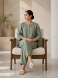 Sage Green Cotton Linen Shirt with Relaxed Pant Co-Ord Set