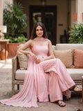 Pink Front Slit Sharara Suit With Dupatta