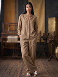Cocoa Brown Cotton Minimal Shirt & Trouser Co-Ord Set