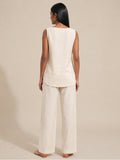 Off-White Cotton Linen Sleeveless Top Co-Ord Set