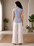 Blue Chevron Printed Sleeveless Top for Women