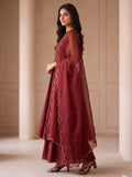 Maroon Layered Anarkali Suit with Dupatta