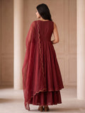 Maroon Layered Anarkali Suit with Dupatta