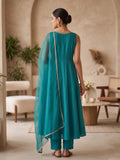 Blue Cotton Silk Anarkali Suit Set