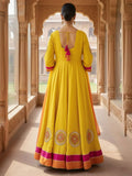 Yellow Anarkali Style Suit With Shaded Dupatta