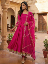 Pink Gota Work Anarkali Suit With Dupatta
