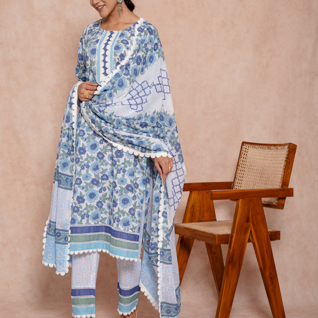 Basanti Bela Printed Cotton Suit Set