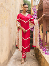 Rani Pink Modal Satin Kurta Suit Set With Dupatta