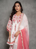 White Cotton Sharara Suit In Floral Print