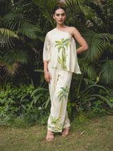 Cream Handpainted Off Shoulder Top With Bottom