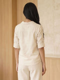 Light Beige Cotton Co- Ord Set In Cotton