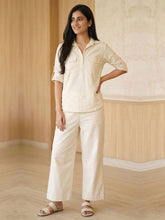 Light Beige Cotton Co- Ord Set In Cotton