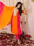 Orange and Pink Suit Set In Georgette