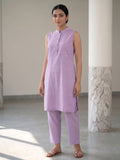 Lilac Casual Kurta Set For Womens In Cotton