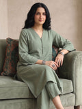 Sage Green Cotton Kurta Set With Straight Kameez