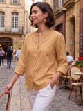 Golden Banded Collar Shirt For Womens