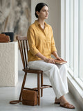 Yellow Cotton Shirt With Collar Neck
