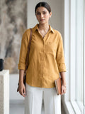Yellow Cotton Shirt With Collar Neck
