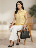 Light Yellow Women's Shirt With Patch Pockets