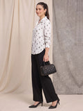 White Floral Printed Shirt In Cotton