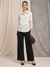 White Floral Printed Shirt In Cotton