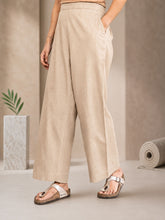 Light Beige Women's Cotton Trouser In Cotton