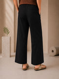Black Casual Women's Wide Leg Pant In Cotton