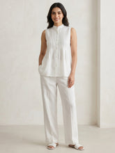 Ivory White Cotton Pintuck Top for Women