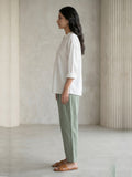 Ivory White Pure Cotton Pintuck Style Top